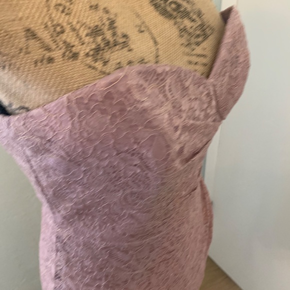 NWOT David's Bridal rose gold lace strapless dress ruched wedding prom mini 0 - Picture 9 of 13
